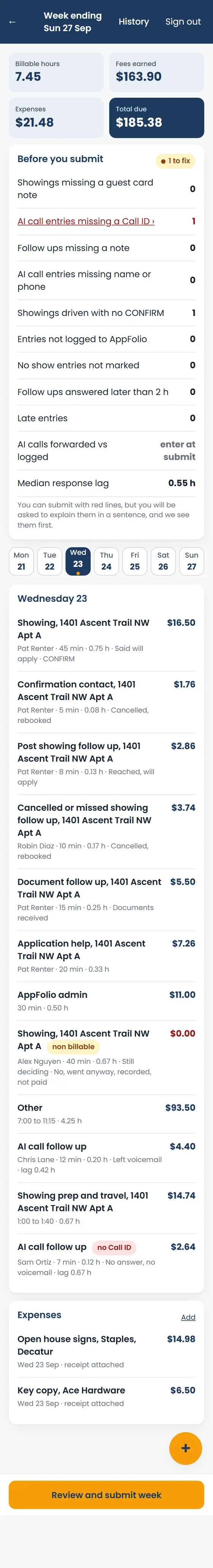 A week with expenses