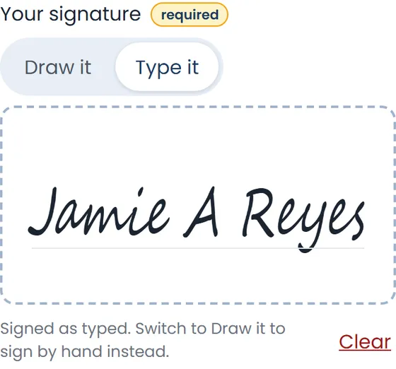 A typed signature